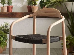 Ezra Outdoor Dining Chair | Natural with Black Rope