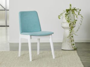 Finn Hardwood Dining Chair | Seabreeze Aqua Fabric 