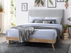Franki 2PCE Queen Headboard and Bed Base Bundle | Natural & Beige