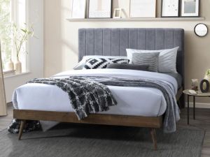 Franki 2PCE Queen Headboard and Bed Base Bundle | Walnut & Grey