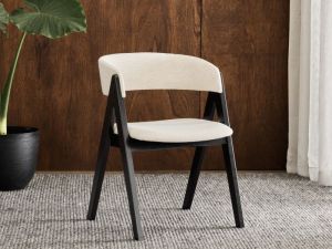 Gaudi Hardwood Dining Chair | Black | Beige Fabric
