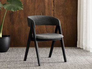 Gaudi Hardwood Dining Chair | Black | Charcoal Fabric