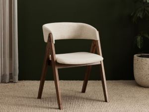 Gaudi Hardwood Dining Chair | Rustic Walnut | Beige Fabric