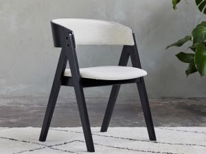 Gaudo Hardwood Dining Chair | Black | Beige Fabric