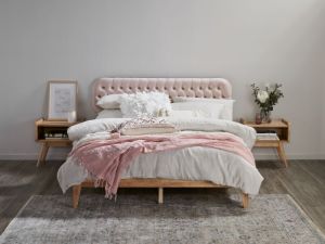 Halo 3PCE Double Bedroom Suite | Natural Hardwood | Pink Fabric