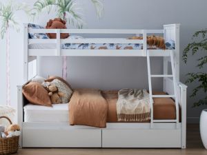 Myer White Triple Bunk Bed with Storage | Hardwood Frame