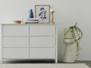Myer White Low Chest Of Drawers | Hardwood Frame