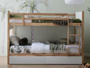Myer King Single Bunk Bed with Storage | Hardwood Frame