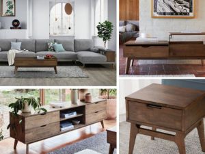 Paris 6PCE Hardwood Living Furniture Package | Rustic Walnut | Grey Fabric