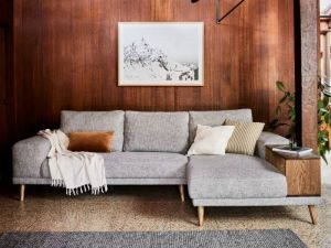 Paris Modular Sofa Series | L-Shape Sofa with Right Chaise | Grey Fabric