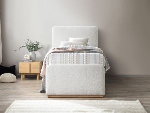Pelle Boucle Single Trundle Bed | Boucle Beige Fabric