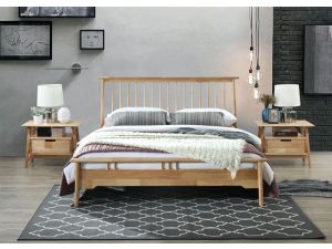 Rome King Size Bed Frame | Natural Hardwood 