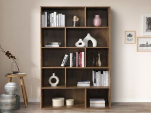 Stax Hardwood Staggered Bookcase | Rustic Walnut | Wide (1200mm)