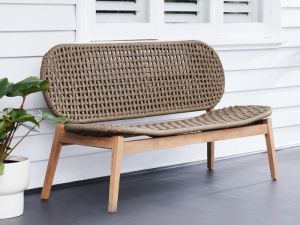 Tuvalu Acacia Outdoor Bench Seat | Khaki Rope