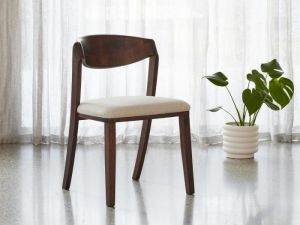 Villa Hardwood Dining Chair | Arabica Walnut | Beige Fabric