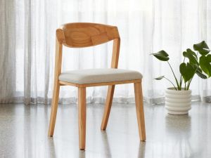 Villa Natural Hardwood Dining Chair | Beige Fabric