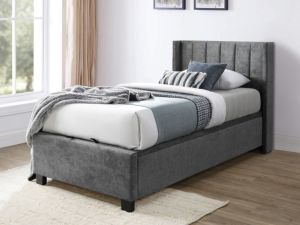 Webster Gas Lift Storage King Single Bed | Grey Fabric