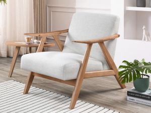 Webster Beige Occasional Chair | Natural | Hardwood Frame