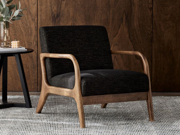 Paris 3PCE Living Furniture Package | Rustic Walnut | Black chair