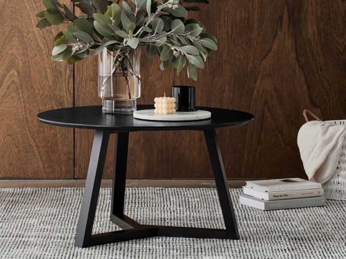 Paris 3PCE Living Furniture Package | Rustic Walnut | Black coffee table