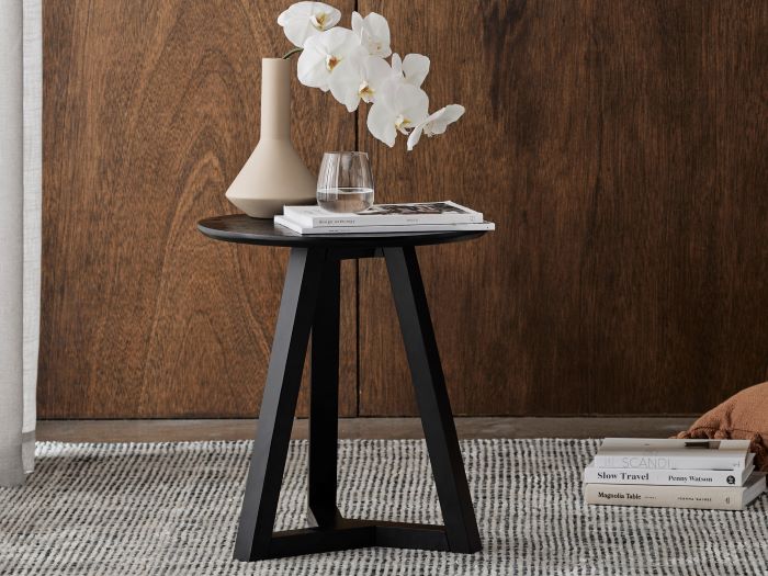 Paris 3PCE Living Furniture Package | Rustic Walnut | Black side table