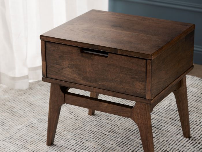 Modern living room containing Paris Hardwood lamp side table in Rustic Walnut