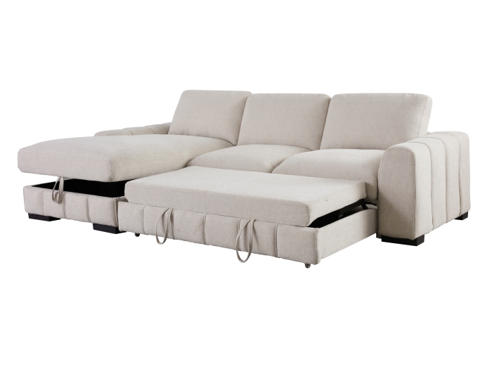 Photo of Sonna Sofa Bed with Storage | Beige| Left Chaise in angled view
