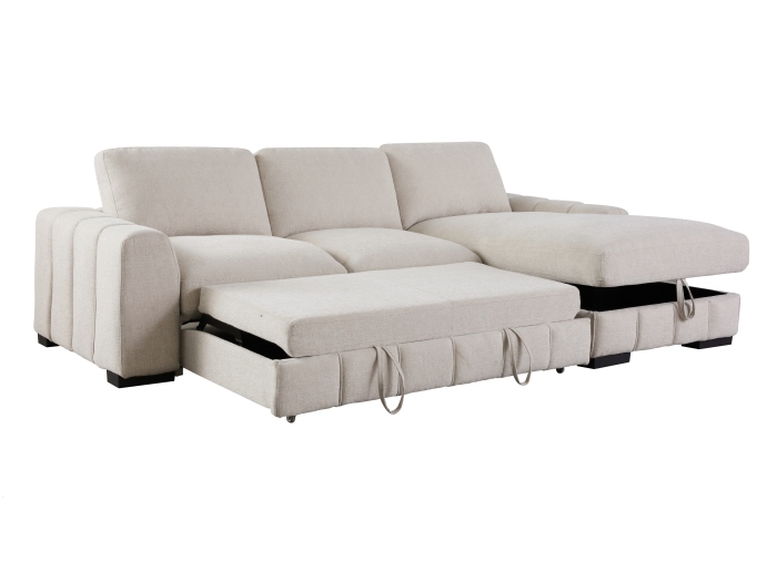 Photo of Sonna Sofa Bed with Storage | Beige | Right Chaise in angled view
