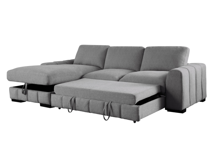 Photo of Sonna Sofa Bed with Storage | Grey | Left Chaise angled view