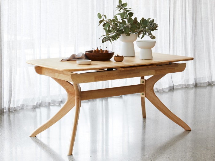 modern home dining room containing Villa Extendable Dining Table | Rectangle made from natural sustainable hardwood