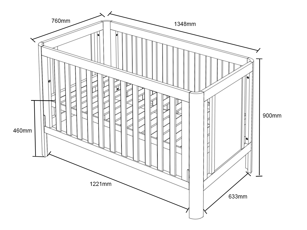 Standard baby cot outlet measurements