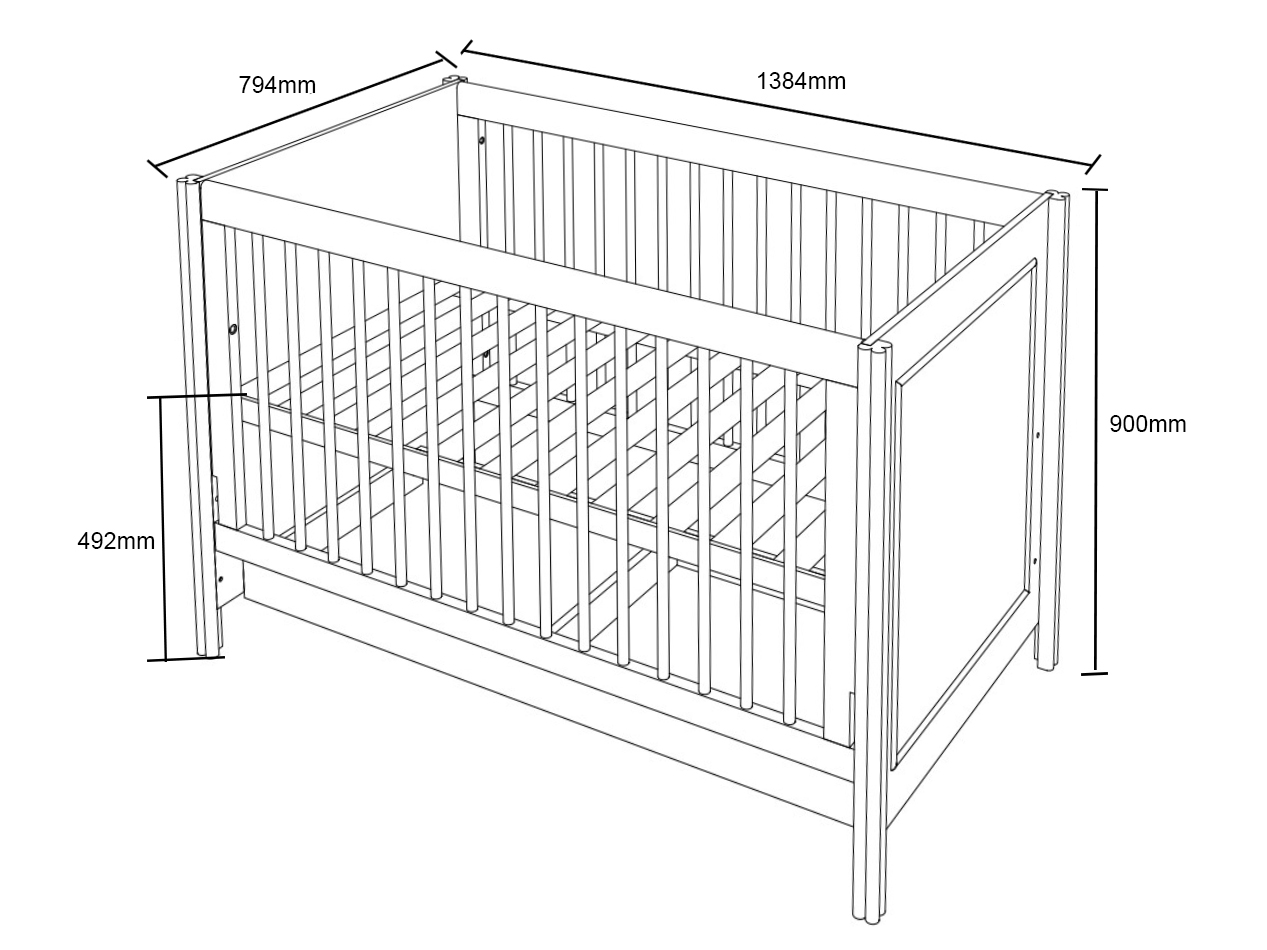 Size of hot sale baby cot