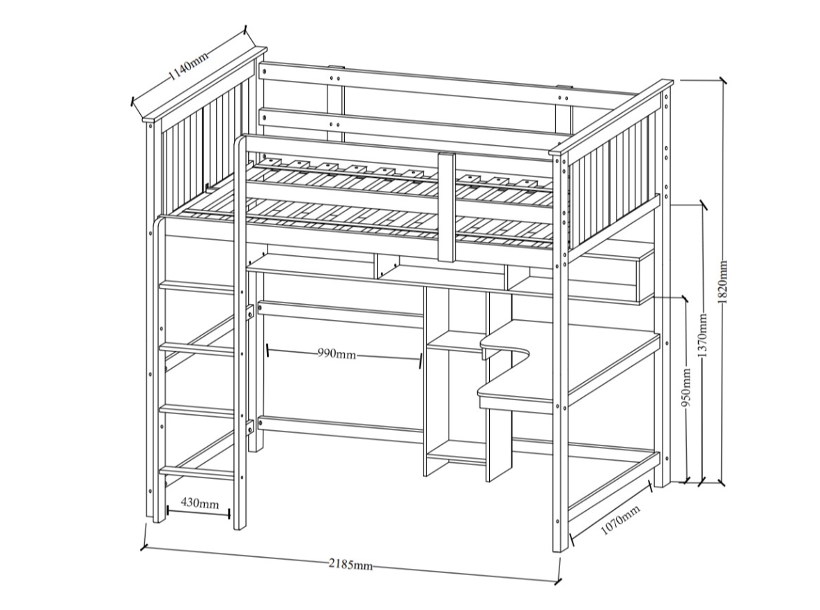 King single loft on sale bed with desk