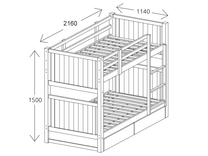 Myer Natural Hardwood & White King Single Bunk Bed with Trundle | B2C ...